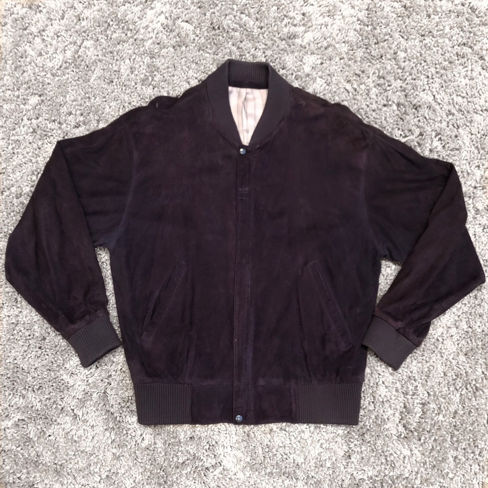 Vintage Men’s Purple Suede Leather Bomber Jacket